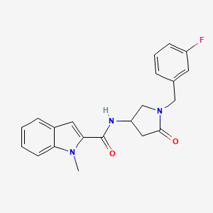 molecular formula C21H20FN3O2 B3785538 N-[1-(3-fluorobenzyl)-5-oxo-3-pyrrolidinyl]-1-methyl-1H-indole-2-carboxamide 