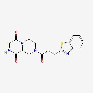 molecular formula C17H18N4O3S B3785555 8-[3-(1,3-benzothiazol-2-yl)propanoyl]tetrahydro-2H-pyrazino[1,2-a]pyrazine-1,4(3H,6H)-dione 