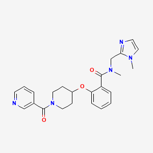 molecular formula C24H27N5O3 B3785559 N-methyl-N-[(1-methyl-1H-imidazol-2-yl)methyl]-2-{[1-(3-pyridinylcarbonyl)-4-piperidinyl]oxy}benzamide 