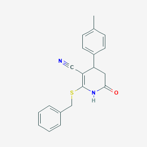 molecular formula C20H18N2OS B378557 2-Benzylsulfanyl-6-oxo-4-p-tolyl-1,4,5,6-tetrahydro-pyridine-3-carbonitrile 