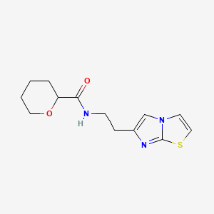 molecular formula C13H17N3O2S B3785618 N-(2-imidazo[2,1-b][1,3]thiazol-6-ylethyl)tetrahydro-2H-pyran-2-carboxamide 