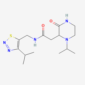 molecular formula C15H25N5O2S B3785637 2-(1-isopropyl-3-oxopiperazin-2-yl)-N-[(4-isopropyl-1,2,3-thiadiazol-5-yl)methyl]acetamide 