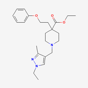 molecular formula C23H33N3O3 B3785649 ethyl 1-[(1-ethyl-3-methyl-1H-pyrazol-4-yl)methyl]-4-(2-phenoxyethyl)-4-piperidinecarboxylate 