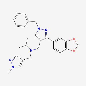 N-{[3-(1,3-benzodioxol-5-yl)-1-benzyl-1H-pyrazol-4-yl]methyl}-N-[(1-methyl-1H-pyrazol-4-yl)methyl]-2-propanamine