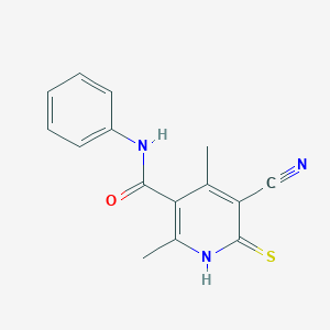 molecular formula C15H13N3OS B378567 5-cyano-2,4-dimethyl-N-phenyl-6-thioxo-1,6-dihydro-3-pyridinecarboxamide 