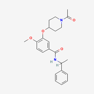 3-[(1-acetyl-4-piperidinyl)oxy]-4-methoxy-N-(1-phenylethyl)benzamide