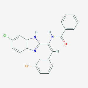 molecular formula C22H15BrClN3O B378573 N-[(E)-2-(3-bromophenyl)-1-(6-chloro-1H-benzimidazol-2-yl)ethenyl]benzamide 