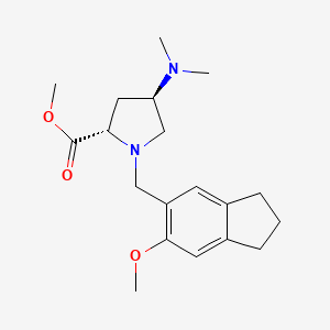 molecular formula C19H28N2O3 B3785760 methyl (2S,4R)-4-(dimethylamino)-1-[(6-methoxy-2,3-dihydro-1H-inden-5-yl)methyl]pyrrolidine-2-carboxylate 