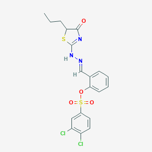 molecular formula C19H17Cl2N3O4S2 B378577 [2-[(E)-[(4-oxo-5-propyl-1,3-thiazol-2-yl)hydrazinylidene]methyl]phenyl] 3,4-dichlorobenzenesulfonate 