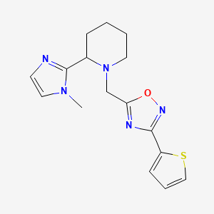 molecular formula C16H19N5OS B3785781 2-(1-methyl-1H-imidazol-2-yl)-1-{[3-(2-thienyl)-1,2,4-oxadiazol-5-yl]methyl}piperidine 