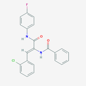 molecular formula C22H16ClFN2O2 B378579 N-{2-(2-chlorophenyl)-1-[(4-fluoroanilino)carbonyl]vinyl}benzamide 