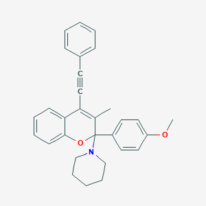 1-[2-(4-methoxyphenyl)-3-methyl-4-(phenylethynyl)-2H-chromen-2-yl]piperidine