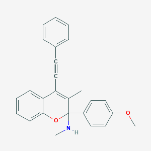 molecular formula C26H23NO2 B378582 2-(4-methoxyphenyl)-N,3-dimethyl-4-(phenylethynyl)-2H-chromen-2-amine 