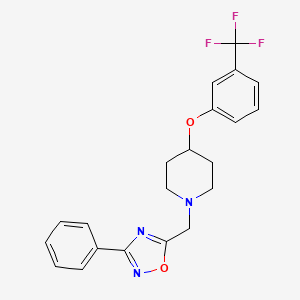 molecular formula C21H20F3N3O2 B3785837 1-[(3-phenyl-1,2,4-oxadiazol-5-yl)methyl]-4-[3-(trifluoromethyl)phenoxy]piperidine 