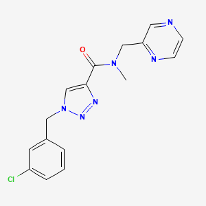 molecular formula C16H15ClN6O B3785844 1-[(3-chlorophenyl)methyl]-N-methyl-N-(pyrazin-2-ylmethyl)triazole-4-carboxamide 