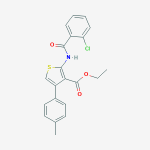 molecular formula C21H18ClNO3S B378588 Ethyl 2-[(2-chlorobenzoyl)amino]-4-(4-methylphenyl)-3-thiophenecarboxylate CAS No. 326610-38-2