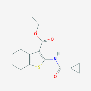 molecular formula C15H19NO3S B378596 Ethyl 2-[(cyclopropylcarbonyl)amino]-4,5,6,7-tetrahydro-1-benzothiophene-3-carboxylate CAS No. 312528-58-8