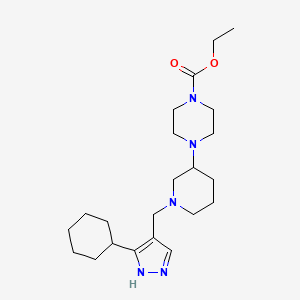 molecular formula C22H37N5O2 B3785972 ethyl 4-{1-[(3-cyclohexyl-1H-pyrazol-4-yl)methyl]-3-piperidinyl}-1-piperazinecarboxylate 