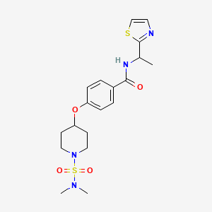 molecular formula C19H26N4O4S2 B3785995 4-({1-[(dimethylamino)sulfonyl]-4-piperidinyl}oxy)-N-[1-(1,3-thiazol-2-yl)ethyl]benzamide 