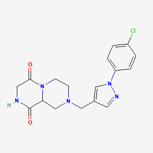 molecular formula C17H18ClN5O2 B3786026 8-{[1-(4-chlorophenyl)-1H-pyrazol-4-yl]methyl}tetrahydro-2H-pyrazino[1,2-a]pyrazine-1,4(3H,6H)-dione 