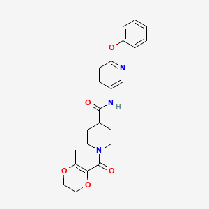 molecular formula C23H25N3O5 B3786064 1-[(3-methyl-5,6-dihydro-1,4-dioxin-2-yl)carbonyl]-N-(6-phenoxy-3-pyridinyl)-4-piperidinecarboxamide 