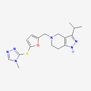 5-[[5-[(4-Methyl-1,2,4-triazol-3-yl)sulfanyl]furan-2-yl]methyl]-3-propan-2-yl-1,4,6,7-tetrahydropyrazolo[4,3-c]pyridine