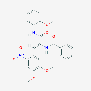 molecular formula C25H23N3O7 B378618 N-{2-{2-nitro-4,5-dimethoxyphenyl}-1-[(2-methoxyanilino)carbonyl]vinyl}benzamide 