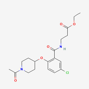 molecular formula C19H25ClN2O5 B3786204 ethyl N-{2-[(1-acetyl-4-piperidinyl)oxy]-5-chlorobenzoyl}-beta-alaninate 