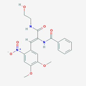 molecular formula C20H21N3O7 B378621 N-(1-{[(2-hydroxyethyl)amino]carbonyl}-2-{2-nitro-4,5-dimethoxyphenyl}vinyl)benzamide 