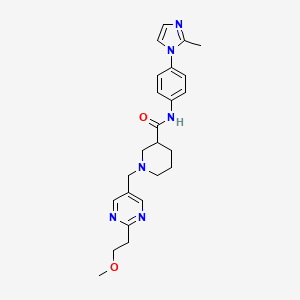 1-{[2-(2-methoxyethyl)-5-pyrimidinyl]methyl}-N-[4-(2-methyl-1H-imidazol-1-yl)phenyl]-3-piperidinecarboxamide