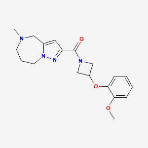 molecular formula C19H24N4O3 B3786297 2-{[3-(2-methoxyphenoxy)azetidin-1-yl]carbonyl}-5-methyl-5,6,7,8-tetrahydro-4H-pyrazolo[1,5-a][1,4]diazepine 