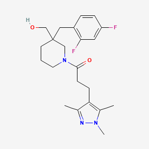 {3-(2,4-difluorobenzyl)-1-[3-(1,3,5-trimethyl-1H-pyrazol-4-yl)propanoyl]-3-piperidinyl}methanol