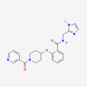 molecular formula C23H25N5O3 B3786340 N-[(1-methyl-1H-imidazol-2-yl)methyl]-2-{[1-(3-pyridinylcarbonyl)-4-piperidinyl]oxy}benzamide 