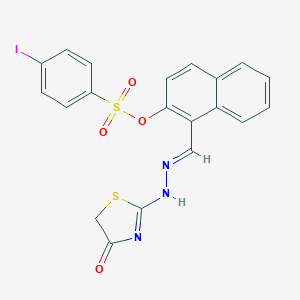 [1-[(E)-[(4-oxo-1,3-thiazol-2-yl)hydrazinylidene]methyl]naphthalen-2-yl] 4-iodobenzenesulfonate