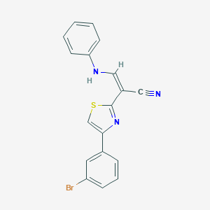molecular formula C18H12BrN3S B378639 3-Anilino-2-[4-(3-bromophenyl)-1,3-thiazol-2-yl]acrylonitrile 