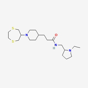 3-[1-(1,4-dithiepan-6-yl)-4-piperidinyl]-N-[(1-ethyl-2-pyrrolidinyl)methyl]propanamide