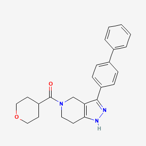 molecular formula C24H25N3O2 B3786414 3-(4-biphenylyl)-5-(tetrahydro-2H-pyran-4-ylcarbonyl)-4,5,6,7-tetrahydro-1H-pyrazolo[4,3-c]pyridine 