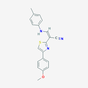 molecular formula C20H17N3OS B378642 2-[4-(4-Methoxyphenyl)-1,3-thiazol-2-yl]-3-(4-toluidino)acrylonitrile 