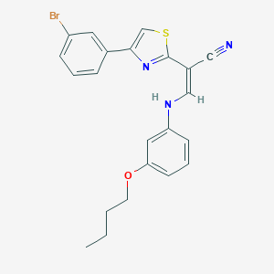 molecular formula C22H20BrN3OS B378643 2-[4-(3-Bromophenyl)-1,3-thiazol-2-yl]-3-(3-butoxyanilino)acrylonitrile 