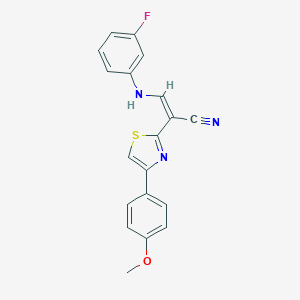 molecular formula C19H14FN3OS B378649 3-(3-Fluoroanilino)-2-[4-(4-methoxyphenyl)-1,3-thiazol-2-yl]acrylonitrile 