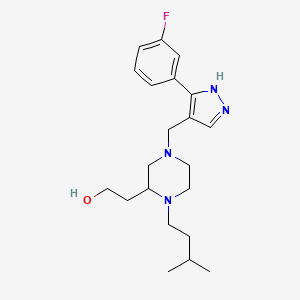 2-[4-[[5-(3-fluorophenyl)-1H-pyrazol-4-yl]methyl]-1-(3-methylbutyl)piperazin-2-yl]ethanol