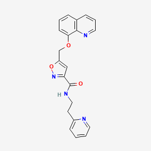 molecular formula C21H18N4O3 B3786525 N-[2-(2-pyridinyl)ethyl]-5-[(8-quinolinyloxy)methyl]-3-isoxazolecarboxamide 