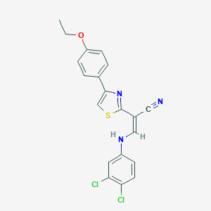molecular formula C20H15Cl2N3OS B378655 3-(3,4-Dichloroanilino)-2-[4-(4-ethoxyphenyl)-1,3-thiazol-2-yl]acrylonitrile 