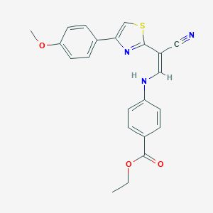 molecular formula C22H19N3O3S B378656 (Z)-ethyl 4-((2-cyano-2-(4-(4-methoxyphenyl)thiazol-2-yl)vinyl)amino)benzoate CAS No. 342592-74-9