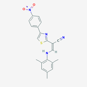 molecular formula C21H18N4O2S B378659 2-(4-{4-Nitrophenyl}-1,3-thiazol-2-yl)-3-(mesitylamino)acrylonitrile 