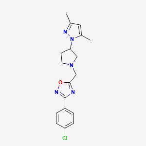 3-(4-chlorophenyl)-5-{[3-(3,5-dimethyl-1H-pyrazol-1-yl)pyrrolidin-1-yl]methyl}-1,2,4-oxadiazole