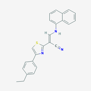 molecular formula C24H19N3S B378666 2-[4-(4-Ethylphenyl)-1,3-thiazol-2-yl]-3-(1-naphthylamino)acrylonitrile CAS No. 342592-82-9