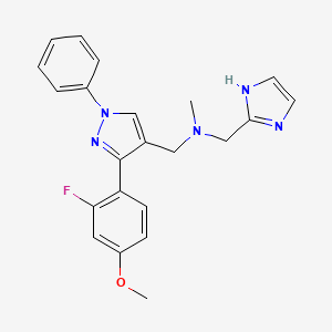 molecular formula C22H22FN5O B3786679 1-[3-(2-fluoro-4-methoxyphenyl)-1-phenylpyrazol-4-yl]-N-(1H-imidazol-2-ylmethyl)-N-methylmethanamine 