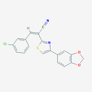 molecular formula C19H11ClN2O2S B378669 2-[4-(1,3-Benzodioxol-5-yl)-1,3-thiazol-2-yl]-3-(3-chlorophenyl)acrylonitrile 
