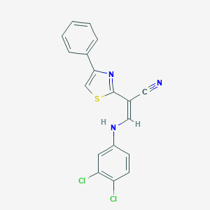 molecular formula C18H11Cl2N3S B378671 3-(3,4-Dichloroanilino)-2-(4-phenyl-1,3-thiazol-2-yl)acrylonitrile 